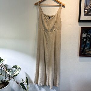 Sleeveless Beige Linen Maxi Dress